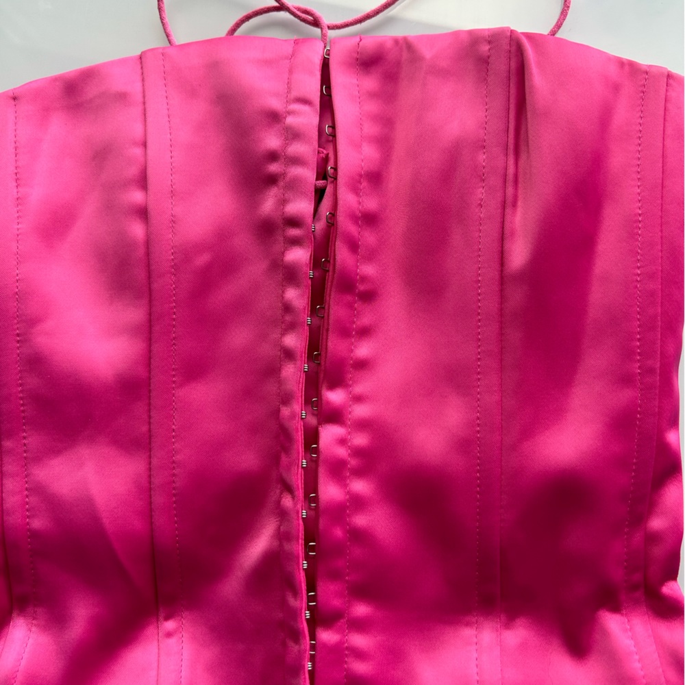 Danielle Guizio Hot Pink Satin Corset Top